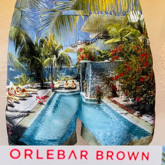 SOLD! ORLEBAR BROWN NWT Riviera Poolside Print Board Short SWIM Trunks & Bag 28 - Picture 2 of 16